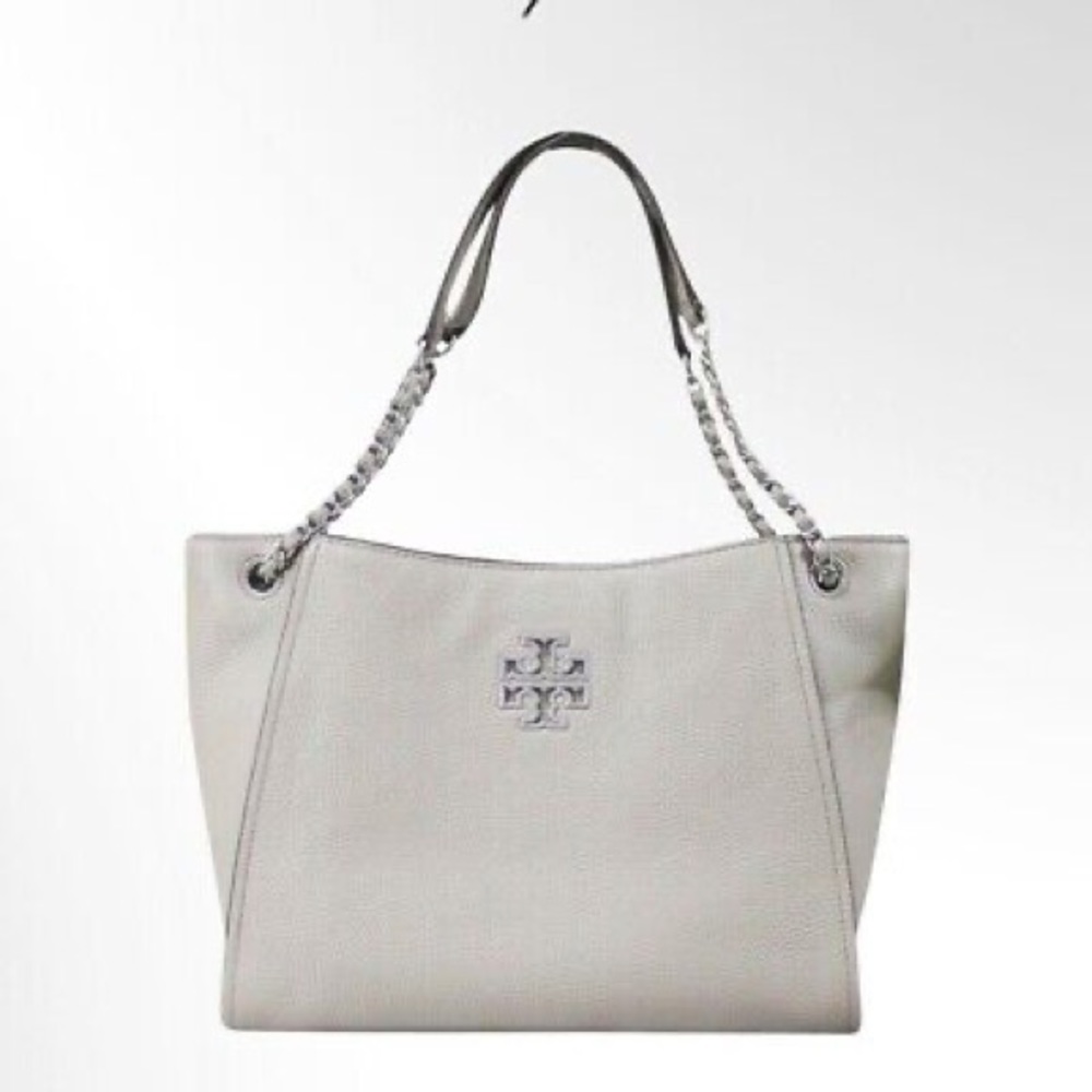 Tory Burch Britten Tote Handbag Satchel Greyge